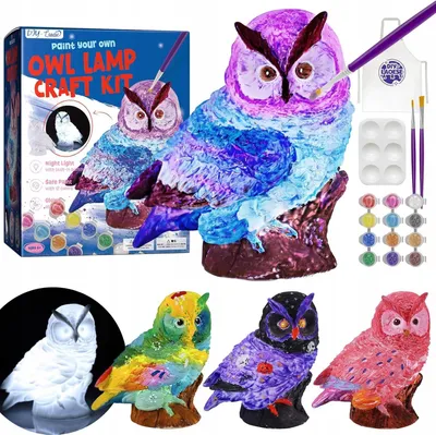Produktbild von Bastelset Eule Lampe zum Bemalen mit Farben DIY