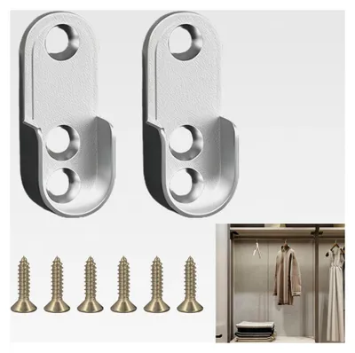 Produktbild von 2 Stück ovale Kleiderstangenhalterungen, 15 mm Halterungen für Kleiderstangen, Schrankrohrlager aus Zinklegierung inkl. 6 Schrauben