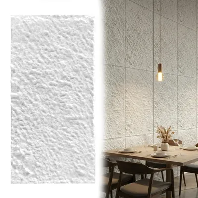 Produktbild von TRMLBE 3 Stück 120x60 cm PolyurethanPaneele Wand Steinoptik Panel wand Paneele Wandverkleidung Wasserdicht & schimmelresistent, Modell A ReinweiB