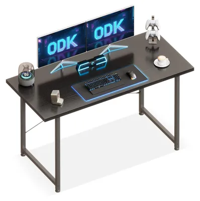 Productafbeelding van Computerbureau Verstelbare Poten - 120x48 cm Werkblad - Metaal En Hout - Zwart