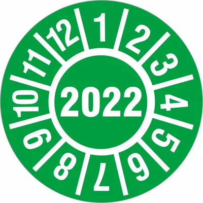 Produktbild von 100 Stück 2022 30 mm Jahresprüfetiketten Prüfplaketten Rollenware PP-Folie