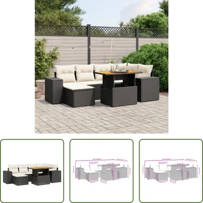 Produktbild von The Living Store 7-tlg. Garten-Sofagarnitur mit Kissen Schwarz Poly Rattan
