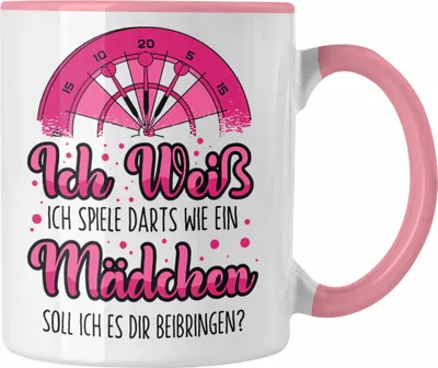 Produktbild von Trendation - Ich Weiß Ich Spiele Darts Wie Ein Mädchen Tasse Geschenk Spruch Frauen Dartsspielerin (Rosa)