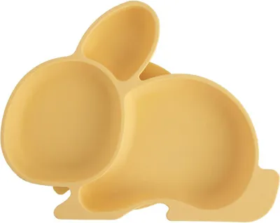 Image de ORION Assiette 23 × 18 cm Assiette enfant Lapin divisé Silicone jaune