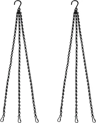 Immagine prodotto di Lampade a catena in metallo nero con gancio da 40 cm per vasi da fiori