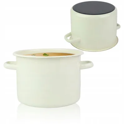 Produktbild von Silesia Emalia Traditioneller Emaillierter Topf 4.5L Beige Induktion