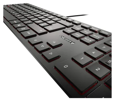 Produktbild von CHERRY KC 6000 SLIM Kabelgebundene Tastatur, Schwarz, USB (QWERTZ - DE), Volle Größe (100%), Kabelgebunden, USB, QWERTZ, Schwarz