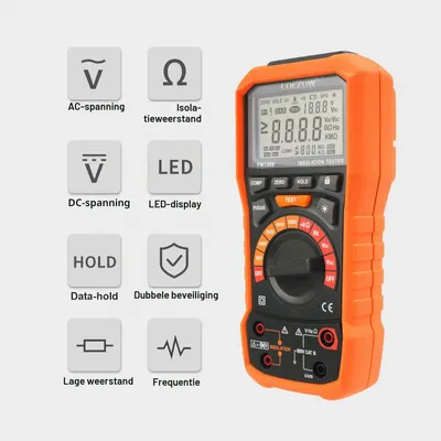 Imagen del producto de Medidor digital de resistencia de aislamiento (megóhmetro), 1000 V AC/DC, hasta 100 GΩ