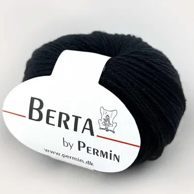 Produktbild von Berta by Permin – Wolle-Baumwolle Strickgarn (21 schwarz)
