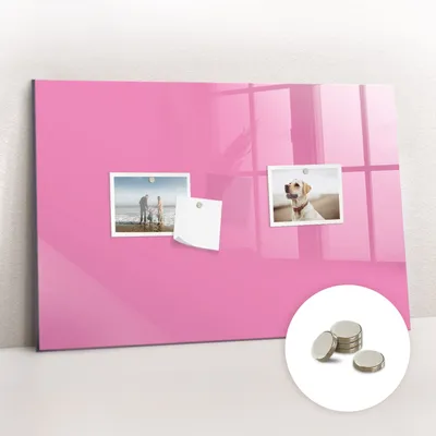Obrázek produktu pro Magnetická Tabule na Zeď Skleněná - Memo Board Kleněnou Přední Stranou - 5 magnetů v balení - 60x40 cm - Růžová barva
