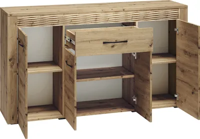Produktbild von Sideboard mit LED Beleuchtung ARTA-131 in Artisan Eiche Nb., B/H/T: ca. 165/94/40 cm