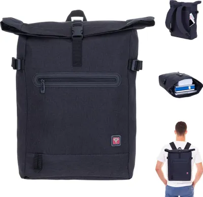 Produktbild von Kurierrucksack Freizeitrucksack Rucksack Damen Herren Elephant AllDay Laptoprucksack Fahrradrucksack Reise Sport Büro Tasche Handgepäck A4 Large 12962 Schwarz + Trinkflasche