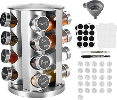 Produktbild von Stehendes Kräuterregal mit 16 Kräutertöpfen, 100ml, Edelstahl, drehbar