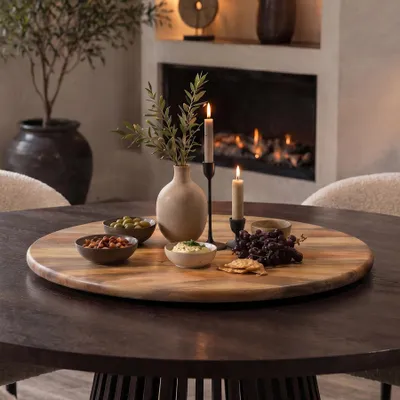 Produktbild von riess-ambiente Drehteller SERVANT 50cm natur massives Mangoholz drehbare Servierplatte rund gemasert