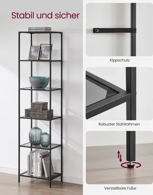 Produktbild von VASAGLE Standregal Bücherregal Badregal 6 Ebenen Küchenregal schmal Regal