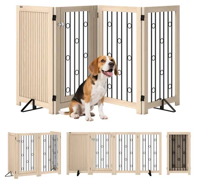 Produktbild von Absperrgitter Hund Faltbares 4 Paneelen  Eiche