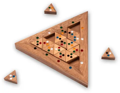 Produktbild von Tri-Match - Domino-Puzzle - Legespiel - Knobelspiel in einem Holzrahmen