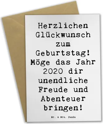 Produktbild von Mr. & Mrs. Panda babykarte Spruch 2020 Geburtstag Freude - Weiß - Geschenk, einladungskarten, dankeskarten, Feiern, handgefertigt, weihnachtskarten, osterkarten