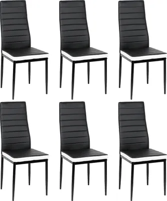 Produktbild von Esszimmerstühle 6er-set. Kunstleder schwarz+weiß