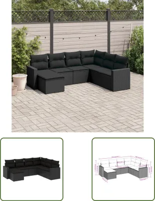 Produktbild von The Living Store 7-tlg. Garten-Sofagarnitur mit Kissen Schwarz Poly Rattan
