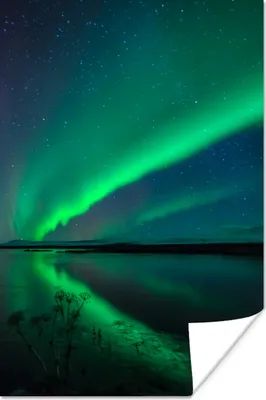 Produktbild von MuchoWow® Poster Nordlicht - Island - Sternenhimmel - Grün - Wasser 120x180 cm - Kunstposter