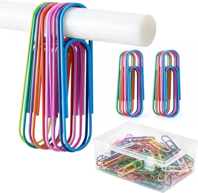 Produktbild von Büroklammern 100 mm, bunt, 50 Stück, Metallbeschichtung, für Büro