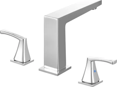 Image de SucceBuy Robinet de baignoire romain avec design à 3 trous et 2 poignées, robinet de baignoire en acier inoxydable pour montage sur le pont, idéal pour le bain des adultes, argenté