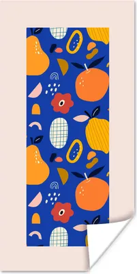 Produktbild von MuchoWow® Poster Apfel - Zitrone - Muster - Obst 60x120 cm - Wandschmuck