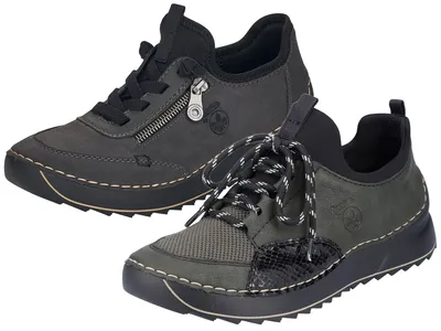 Produktbild von Rieker Damen Sneaker Halbschuh kontrastierende Naht besonderes Sohlendesign, Größe:40 EU, Farbe:Grün