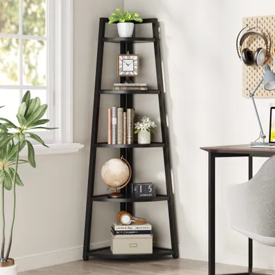 Produktbild von Tribesigns Eckregal 5 Etagen, 176cm hoher Bücherregal, Eckregal Stehend Mehrzweck -Eckständer Display Rack, Pflanzenständer, Eckschrank für Wohnzimmer