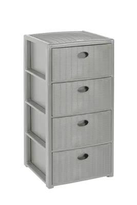 Produktbild von Kreher XL Rollbarer Schubladentower mit 4 Schüben im Rattan Design in Grau