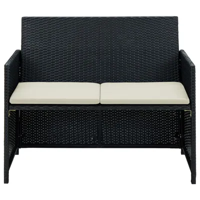 Produktbild von vidaXL 2-Sitzer-Gartensofa mit Polstern Schwarz Poly Rattan