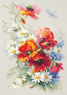 Produktbild von Stickset - Mohnblumen und Gänseblümchen