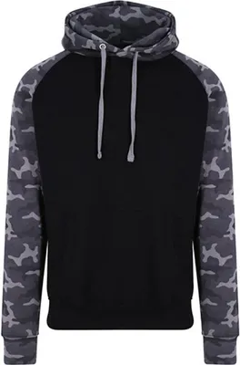 Produktbild von Just Hoods JH009 | Herren Baseball Hoodie /  (WRAP)-e Produktion - Farbe: Solid Black/Black Camo - Größe: XXL