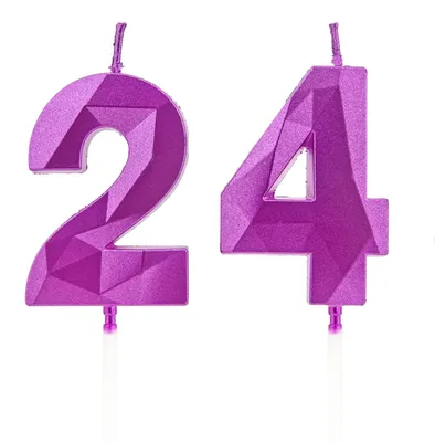Productafbeelding van Set van 2 Lila 24 verjaardagscandles voor taartdecoratie