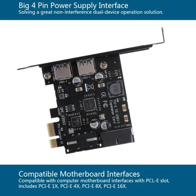 Zdjęcie produktu dla Karta STW PCI-E na USB 3.0 z 2 portami – adapter kontrolera koncentratora USB 3.0 w formacie Mini PCI-E, wyposażony w wewnętrzne 19-pinowe złącze USB 3.0 oraz 4-pinowe złącze zasilania 5 V (męskie) z dwoma portami