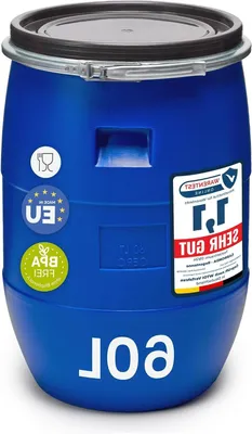 Image de Réservoir de récupération d'eau de pluie - Cuve de stockage d'eau - Large ouverture - 60 litres - Gris