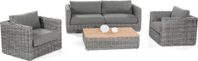 Produktbild von Sonnenpartner 4-teilige Lounge-Sitzgruppe Sands Aluminium mit Polyrattan charcoal Loungesitzgruppe