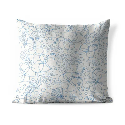 Produktbild von MuchoWow® Outdoor Kissen - Sommer - Blumen - Blau - 60x60 cm - Wetterfest - Lounge Kissen - Dekoration - Schlaf Kissen
