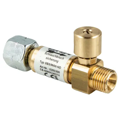 A close-up studio shot of a gas safety device.