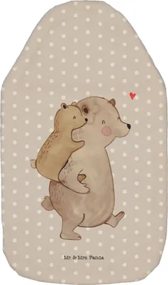 Produktbild von Mr. & Mrs. Panda Wärmflasche Papa Bär - Grau Pastell - Geschenk, wärmebeutel, Muttertag, Vatertag, Bettflasche, Wärmflaschen, Geburtstag, gummi, Wärmekissen