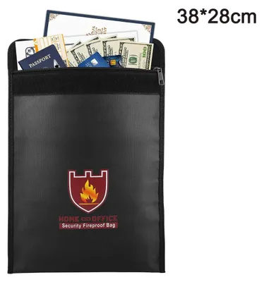 Produktbild von Feuerfeste Dokumententasche, 38,1 x 27,9 cm, nicht juckend, silikonbeschichtete, feuerfeste Tasche, feuerfeste, sichere Aufbewahrung für Geld, Dokumente, Schmuck und Reisepass