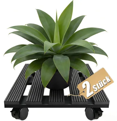 Produktbild von NAIZY 2 Stück WPC Pflanzenroller 30x30 cm Quadratisch Anthrazit Möbelroller Transportroller Geräteuntersetzer 360° Rollen mit Bremse 100kg Tragkraft