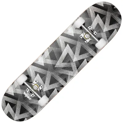 Produktbild von MUWO 7,875" Skateboard – Ahornholz Deck, "Jumping Triangles", 52 mm Rollen, Concave-Design, einsatzbereit geliefert, für Anfänger & Profis | MW-275