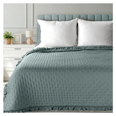 Produktbild von Elegante Tagesdecke mit Rüschen in Grün 200 x 220