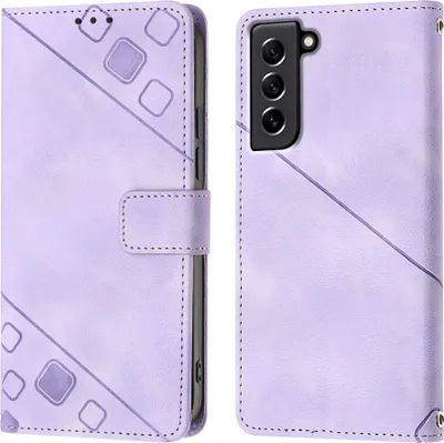 Produktbild von Hülle für Samsung Galaxy S21 FE Prägung Flip Leder Brieftasche Schutzhülle mit Ständer Lila