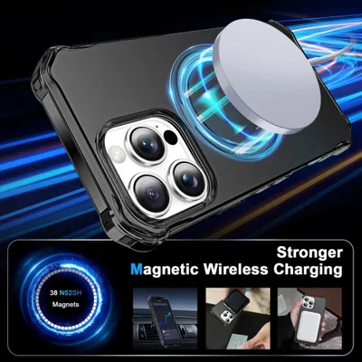 Produktbild von iPhone 16 Pro Max Hülle - Coverup ShockProof TPU Back Cover mit MagSafe Compatible Ring Kickstand - Schwarz