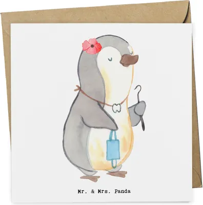 Produktbild von Mr. & Mrs. Panda Grußkarte Kieferorthopädin Herz - Weiß - Geschenk, Klappkarte, anlasskarte, doppelkarte, Glückwunschkarte, faltkarte