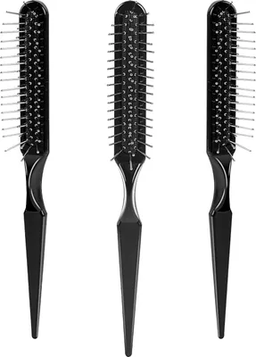 Image de 3 pièces noires brosses à cheveux perruque Démêler brosse Styler - taille de voyage peignes métalliques