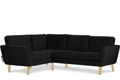 Obrázek produktu pro Rohová pohovka Konsimo levá s područkami "TAGIO", černá, látka, skandinávská, 220x80x181cm